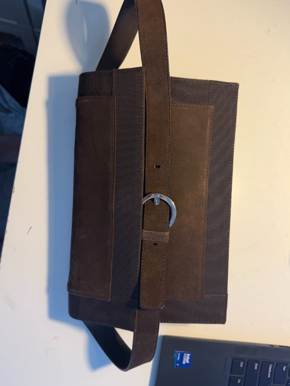 Salvatore Ferragamo Brown Suede Shoulder Bag - Picture 8 of 8